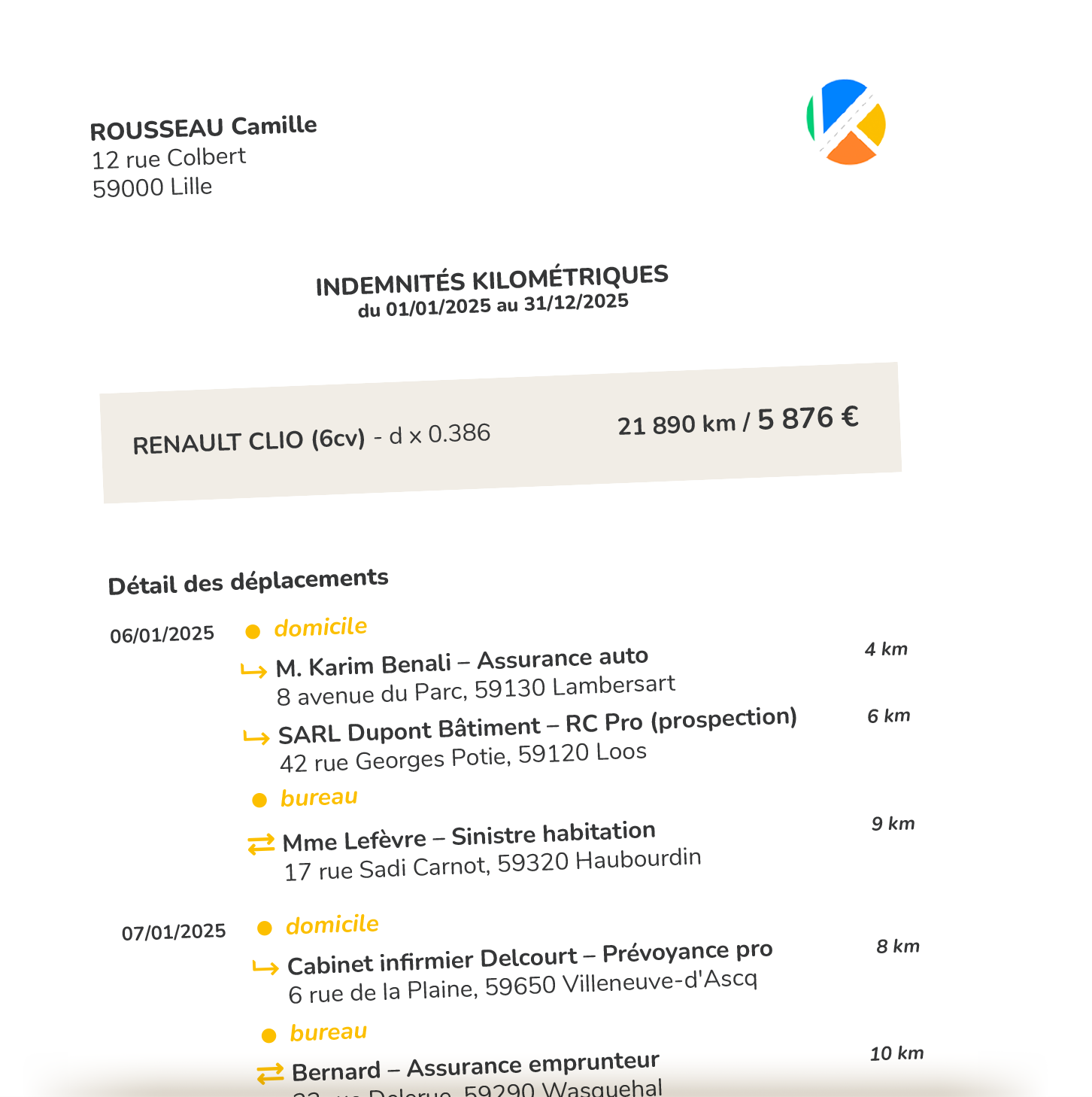 izika - Un rapport fiscal conforme et prêt à envoyer aux comptable pour les agents d'assurances